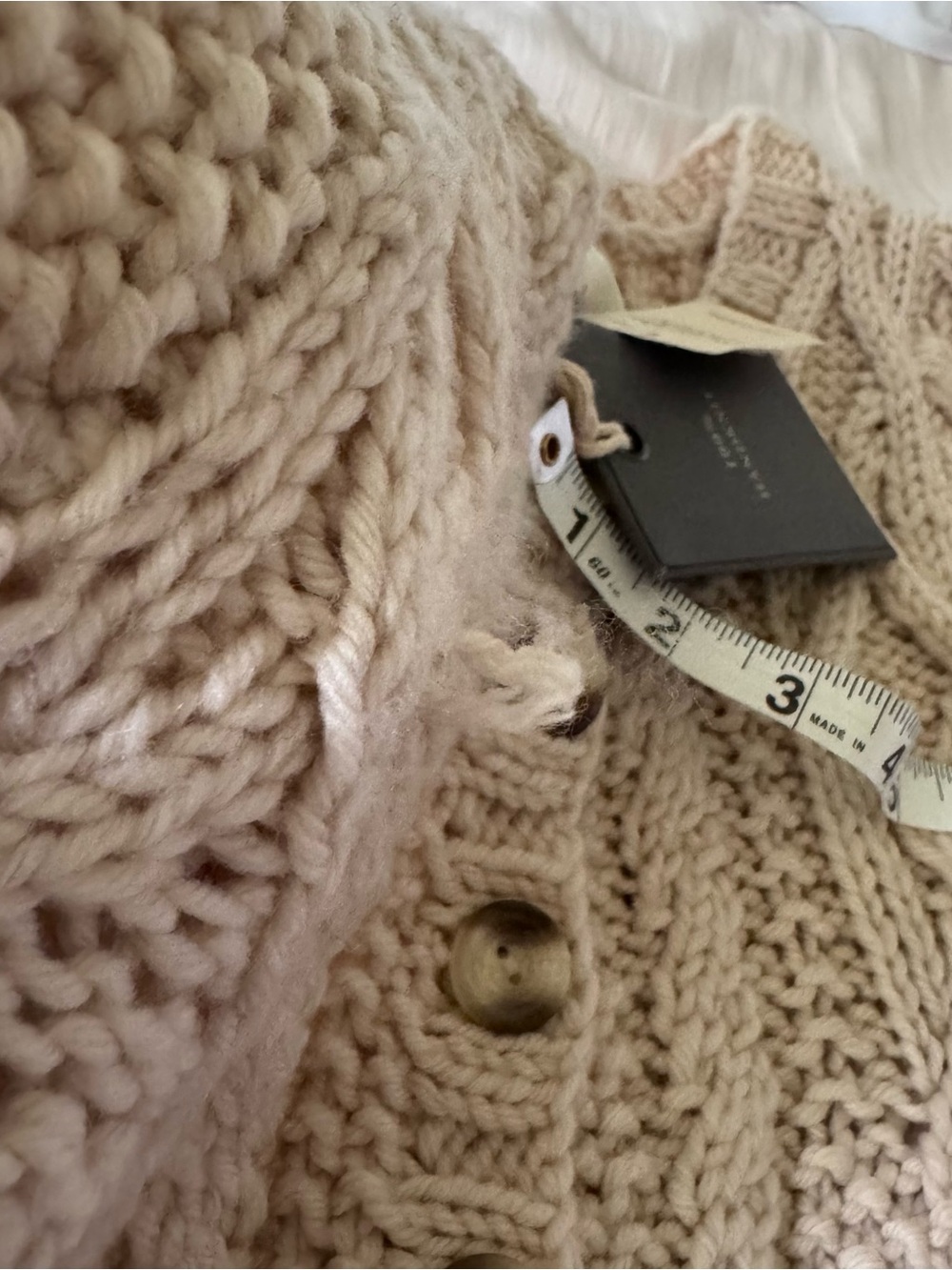 Abercrombie & Fitch Cream Cable Knit Babydoll Cardigan - Picture 8 of 11